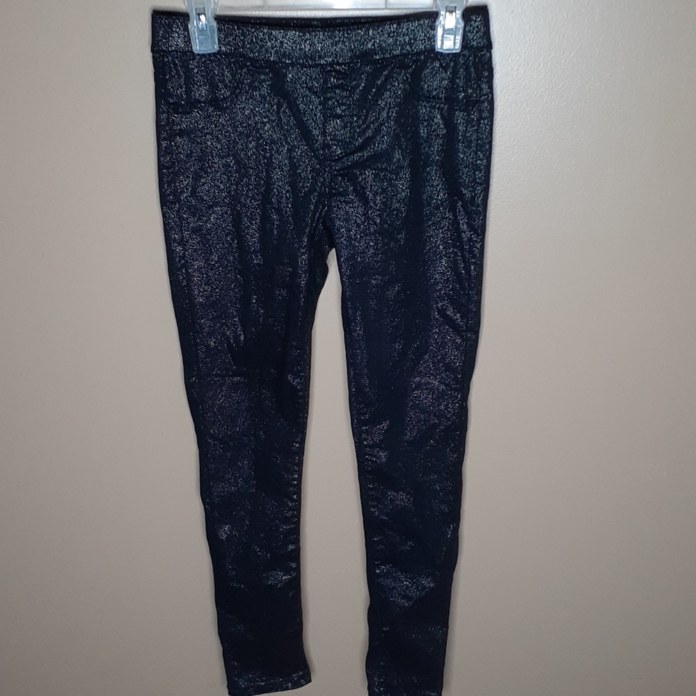 So size 16 Girls Black Silver Sparkles Leggings